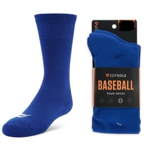 🔥2 Calzini Baseball Sofsole Blu Gioventù XS 4-10 Rinforzati Tacco/Punta Suola Imbottita - Foto 1 di 7