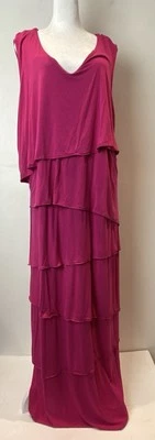 Jessica London Womens Solid Pink Sleeveless Tiered Stretch Maxi Dress Size 2x - Image 1 of 4