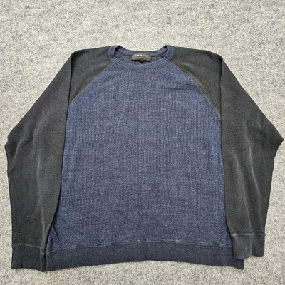rag & bone Sweater Mens 2XL Blue Gray Raglan Crewneck Knit Pullover Colorblock - Image 1 of 4