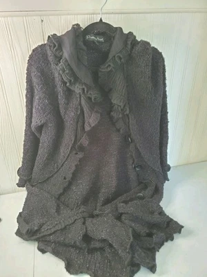 Vintage Y2K Pretty Angel Ruffled Duster Cardigan Wool Silk Whimsigoth Fairy Lrg - Image 1 of 4