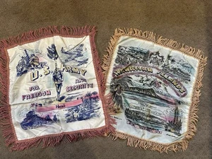 TWO 1940/50s/WW2 US Army Souvenir Sweetheart Pillow Case Covers - Hawaii - Picture 1 of 9