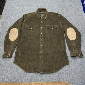 Vintage Polo Ralph Lauren Corduroy Shirt Men’s Large Suede Elbow Patches - Picture 1 of 8