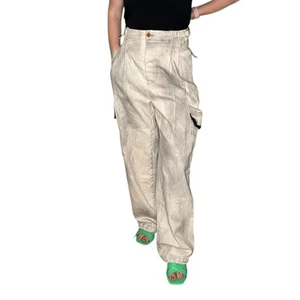 Pantalones cargo relajados desgastados crema ETELIER GALLERY talla 2 ropa de calle - Imagen 1 de 20