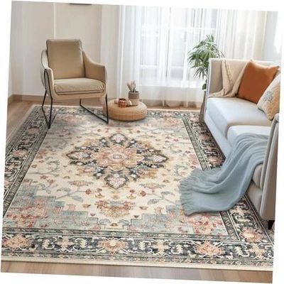 Machine Washable Rugs Nursery Rug 5x7 Cute Girl Non Slip Low Pile Water  - Image 1 of 4