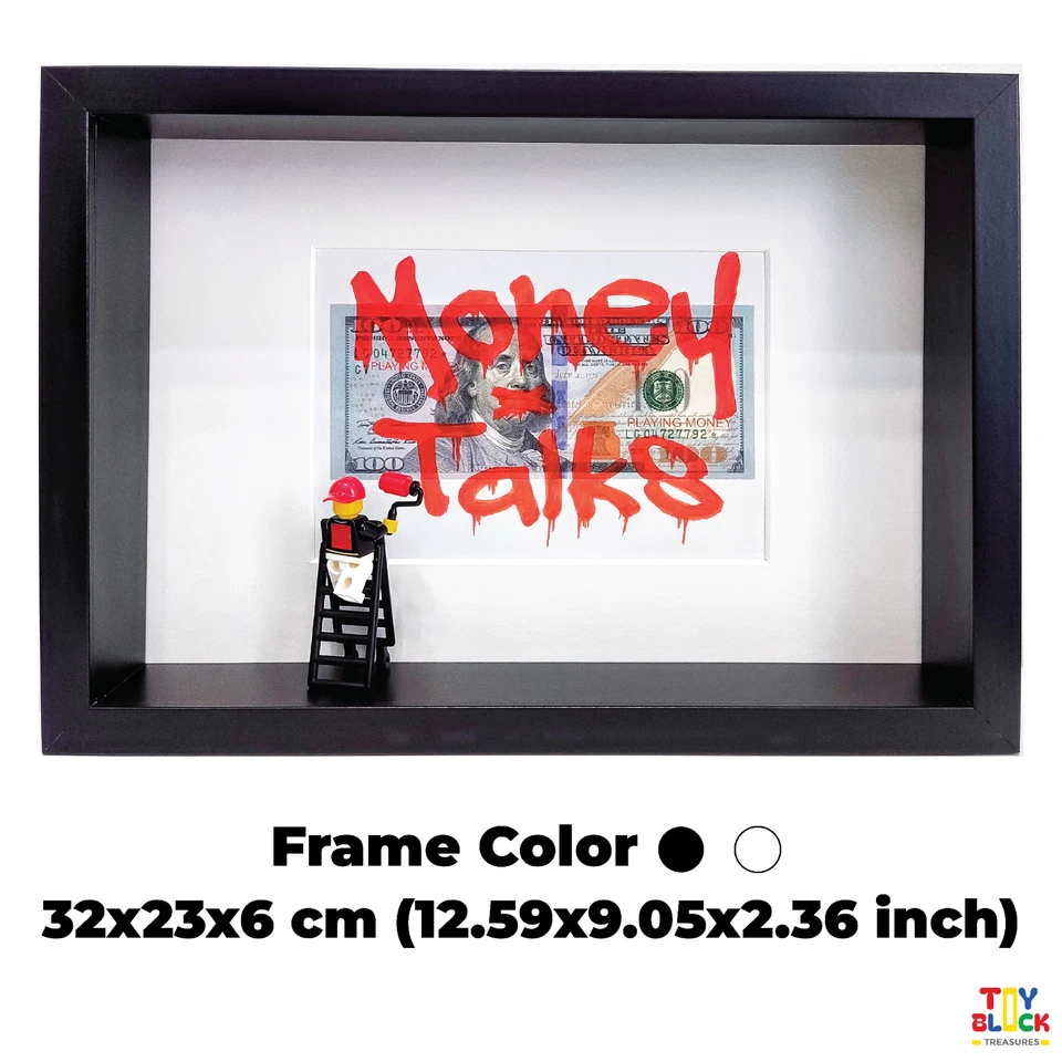 Arte de pared 3D para dinero de oficina, marco de caja de sombras con graffiti pintado a mano y minifigura Foto 1 de 4