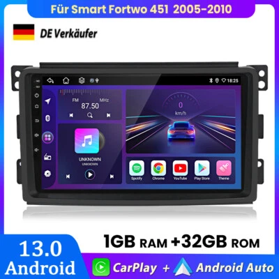 Für Smart Fortwo 451 2005-2010 Android13 Carplay Autoradio GPS NAVI BT WIFI DAB+ - Bild 1 von 4