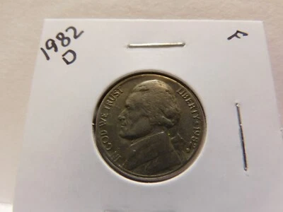 1982 D JEFFERSON NICKEL-Very Good to Fine Circulated Condition - Image 1 of 2