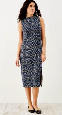 J. Jill - SP - NUEVO Vestido Midi Punto Arrugado Estampado Muy Bonito - ¡NUEVO CON ETIQUETAS RARO! Foto 1 de 4