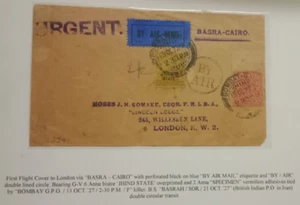 IRAQ - FIRST FLIGHT COVER TO LONDON VIA "BARSA - CAIRO" - 1927 - Picture 1 of 1