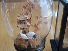 3 Vintage Asian Carved Cork 3D Dioramas incl Pagoda w Cranes in glass/wood cases