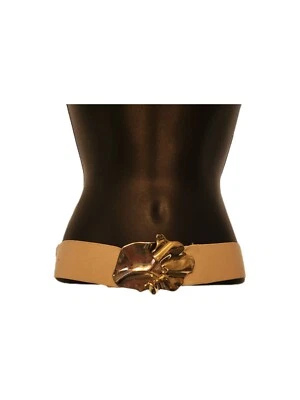 Cierre de gancho de cinturón elástico bronceado vintage Revcor años 80 90 hebilla de metal dorado Foto 1 de 4