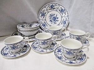 Johnson Brothers Blue & White Indies 17pc Plates, Bowls, Cups & Saucers - Picture 1 of 10