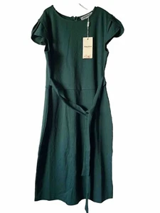 Green Dress Womens Short Sleeve Fit Vintage Swing Midi - Picture 1 of 3