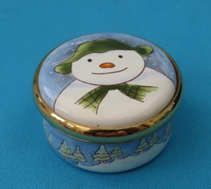 Der Schneemann runde Schachtel Bordüre Fine Arts Studio Emaille A3997 OVP - Bild 1 von 7