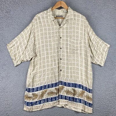 Camisa De Colección Fieldmaster Hawaiana Botón Azteca Tribal Geométrica Rayón Hombres Talla L Foto 1 de 4