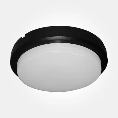 Gama Cassi - Luz LED circular de techo/pared IP54 8W con difusor completo - negra Foto 1 de 4