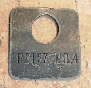 Vtg  Mining or Tool Check Brass Tag: REITZ COAL Mine; Somerset Cty Pa; Mine #4 - Picture 1 of 2