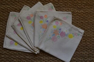 Juego de 6 servilletas VINTAGE Marfil Rayón Damasco con Patrón Floral Brillante - Imagen 1 de 7