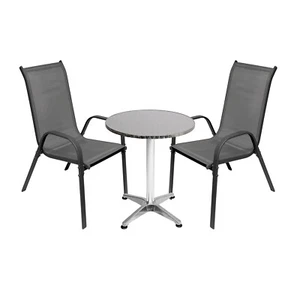 3-tlg Bistroset Bistrogarnitur Balkonset Garnitur Tisch + Stapelstühle Anthrazit - Bild 1 von 8