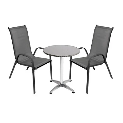 3-tlg Bistroset Bistrogarnitur Balkonset Garnitur Tisch + Stapelstühle Anthrazit - Bild 1 von 4