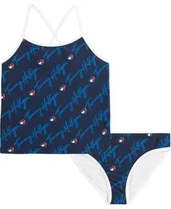 Tommy Hilfiger Little Girls Tonal Script Navy Tankini Swimsuit Size 6 NWT - Picture 1 of 2