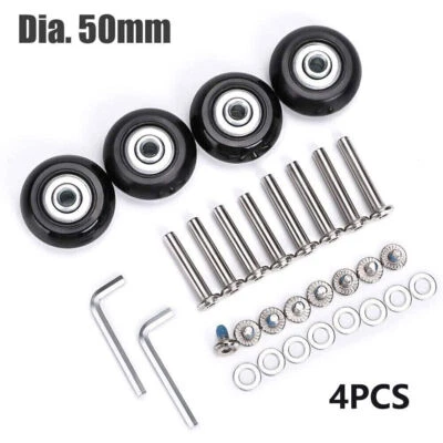 4x Gepäck Koffer Ersatz Räder Achsen 50mm Reparatur Mute Gummi Leis Rollen - Bild 1 von 4