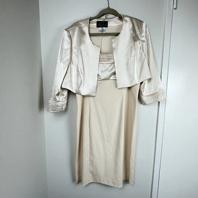 Vestido Chaqueta Alex Evenings Mujer 2 Piezas Marrón Satén Sensación Midi 14P Foto 1 de 4