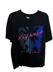 Vintage Key West Florida Hemd Large Einzelnaht Neon Streifen Palmen - Bild 1 von 4