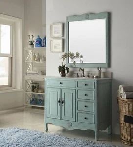 38 inch  Distressed Light Blue Daleville Bathroom Sink Vanity 837LB - Picture 1 of 5