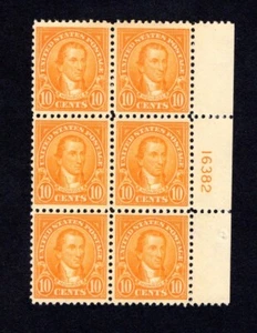 562, Mint VF Plate Block of Six Stamps, 5 MNH / 1 MHR, Fresh Block - Picture 1 of 2