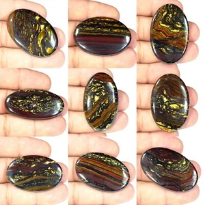 Rare Natural Golden Fire Red Iron Tiger Oval Cabochon Gemstone BS- - Picture 1 of 10