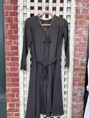 1920s Black Silk Dropwaist Dress-Antique Heart-As is-Womens-Small-Study-Flapper - Image 1 of 4