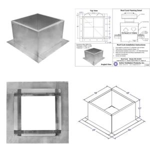 Aluminum Roof Curb Box 19" W x 19" L x 12" H for Roof Vents and Attic Fans - Picture 1 of 10