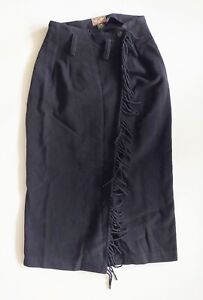 No. 4 Express Jeans Black Fringe Wool Blanket Skirt Size 9 / 10 Vintage