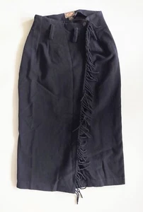 Express No 4 Jeans Black Fringe Wool Blanket Skirt Size 9 / 10 Vintage - Picture 1 of 7