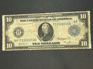 1914 $10 Federal Reserve LARGE Note US Bill LOW Shipping!!! - Picture 1 of 2