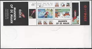 Netherlands**TINTIN on Moon-ASTRONAUT-ROCKET-FDC COVER 1999-with Sheet 2stamps - Picture 1 of 1