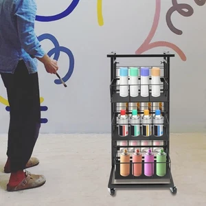 Spray Paint Can Storage Rack 32 Cans Rack Cart Spray Paint Can Holder W/Wheels - Picture 1 of 12