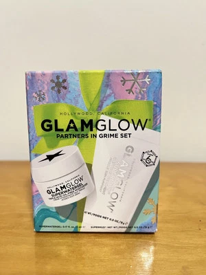 Juego GLAMGLOW Partners In Grime - Máscara Supermud y crema hidratante Superwatergel - Nuevo en caja Foto 1 de 4