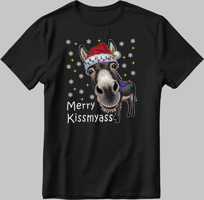 GILDAN Merry Kissmyass Funny Donkey Men's / Women's T Shirt KA89-B