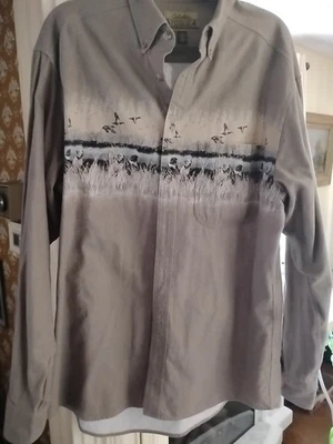 VTG Cabela's Deerskin Soft Chamois Mens Tan Shirt Hunting Dogs & Ducks Sz L - Image 1 of 4