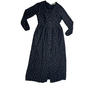 Vtg Eddie Bauer Size Medium Tall Floral Button Wool Rayon Dress Cottagecore J4Y - Picture 1 of 4