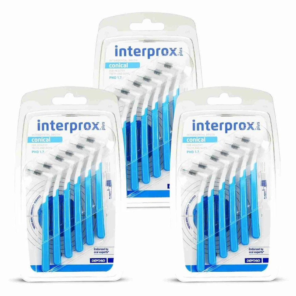 DENTAID GMBH INTERPROX plus conical blau Interdentalbürste PHD 1.7, 3x 6 Stück, PZN 05703628