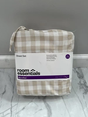 Juego de sábanas de microfibra Room Essentials Twin/XL - Guinga caqui Foto 1 de 3