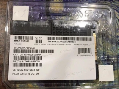 1pcs Intel Optane P4800X 750GB SSD U2 NVME PCIe 6Gb/s SSDPE21K750GA - Image 1 of 3