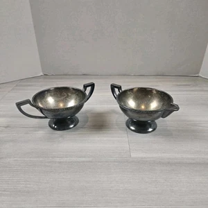 VTG Benedict Silverplate Creamer Sugar Set E.P.N.S. Art Deco Mid-Century - Picture 1 of 3