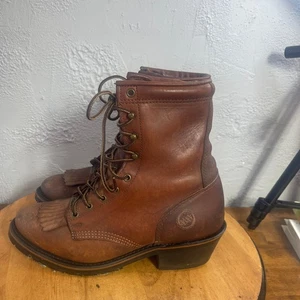 Double H Stiefel Damen 8,5 braun Leder Schnürung Western Schnürung Kiltie Farm Rodeo - Bild 1 von 18