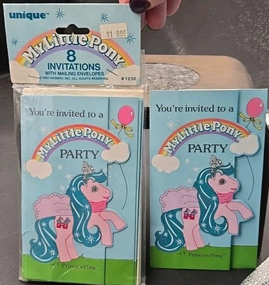 Vintage Unique 1991 My Little Pony Princess Party Invitations Pack of 9 *READ  - Image 1 of 2