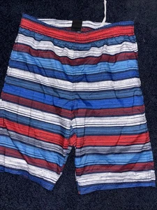 NIKE Boys Bathing Suit Swim Trunks Bottoms Logo Swoosh Red Blue White Kids Xl - Picture 1 of 2