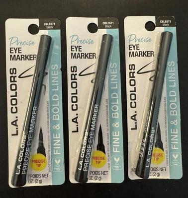 L.A COLORS PRECISE EYE MARKER LIQUID EYELINER CBLE671 BLACK SET OF  3 - Image 1 of 2